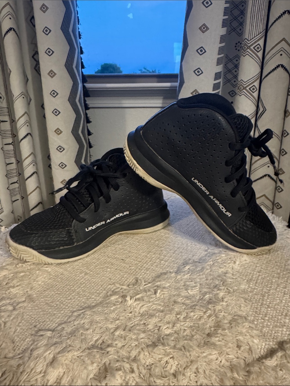 Under Armour Kids Black High-Top Sneakers with White Soles